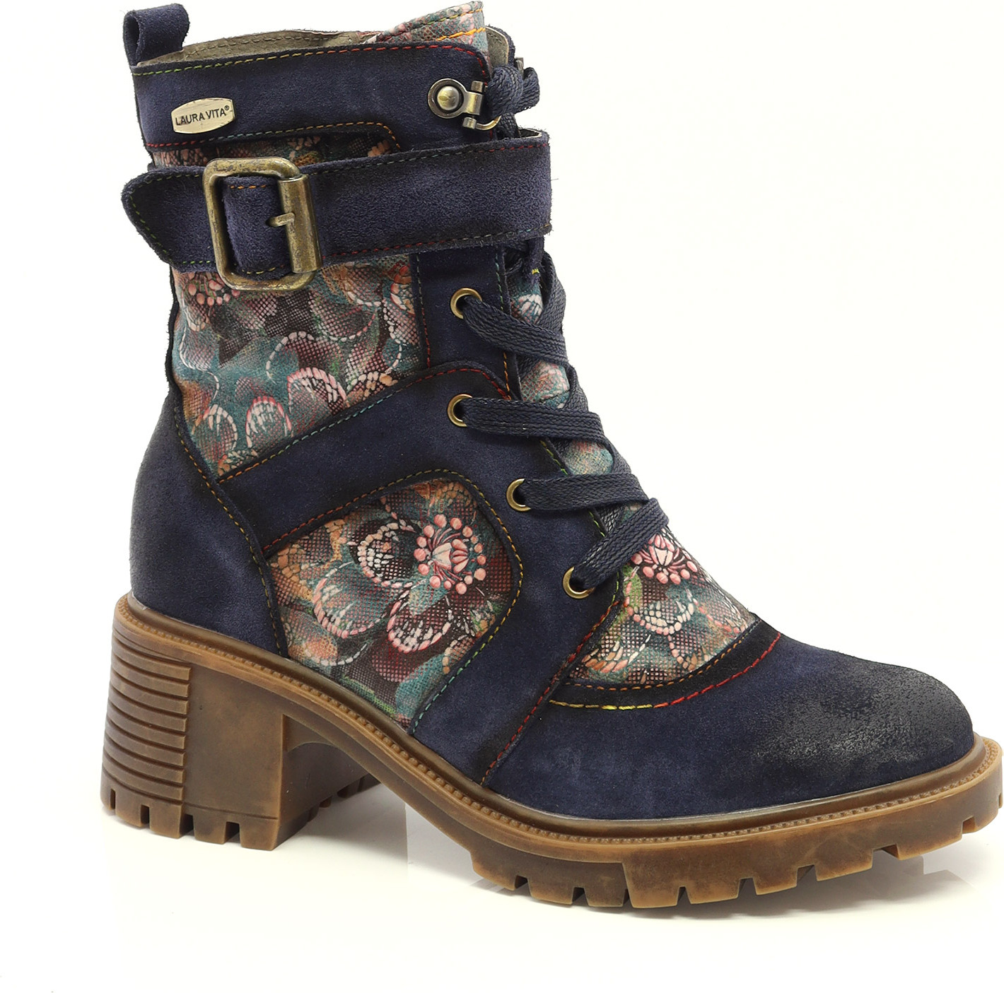 Laura Vita The floral block heeled boot